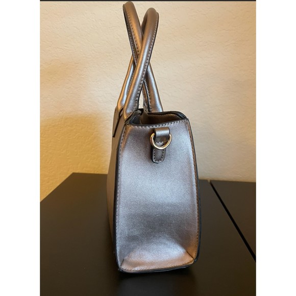 Alyssa Satchel Heart Embossed Bag Purse - Vegan- (Mini Version) NEW - Picture 6 of 11